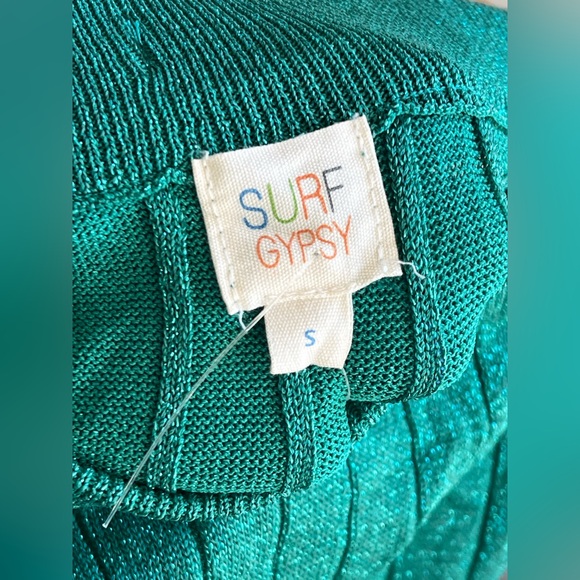 Surf Gypsy Elegant Green Metallic  Ribbed Slit Skirt - Picture 8 of 10